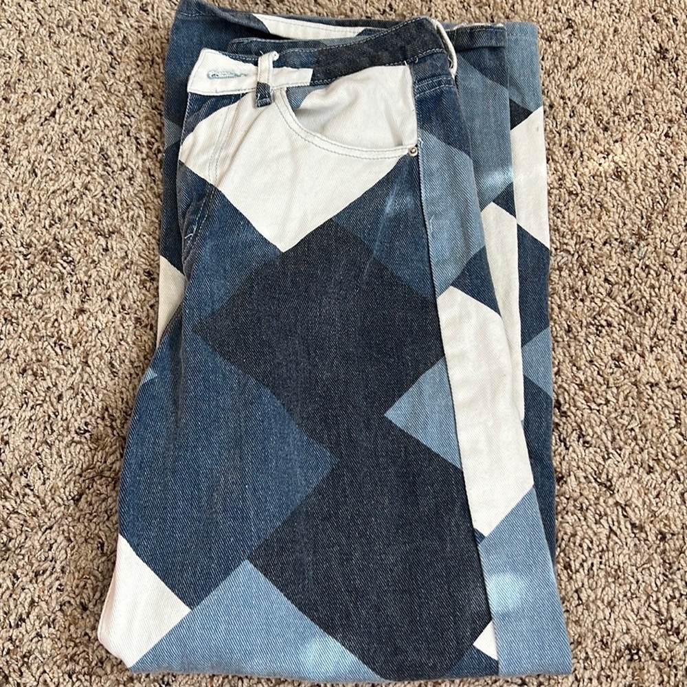 Checkered Pattern Jeans